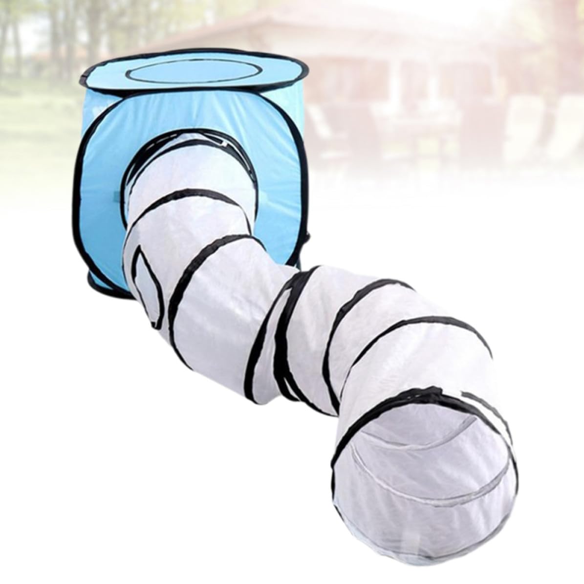 ifundom Tunnel Pliable pour Chat en Polyester Bleu Modèle S, Tente de Jeu Facile à Installer pour Divertir Votre Chat la Maison