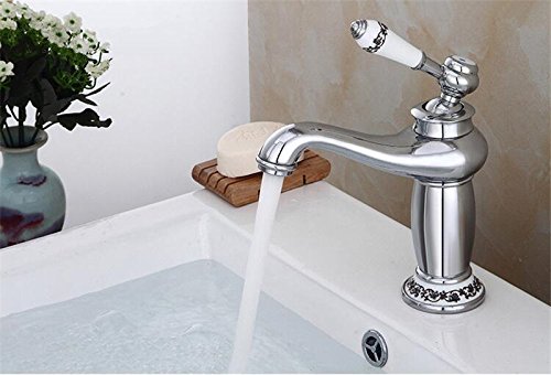 CZOOR Basin Faucet Refined Brass Bathroom Faucet Hot-Cold Water Faucet Single Handle Tap Kc-1606-H1
