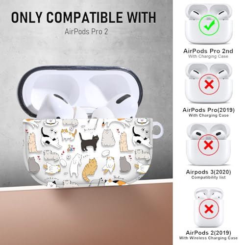 Image of Gedicht for Airpods Pro 2nd Generation Case, Cute Kitty Cat Pattern TPU Soft Cases for Airpods Pro Cases 2nd /1st Gen, Shockproof for Airpods Pro 2 Case Men Women with Cleaner Kit & Keychain