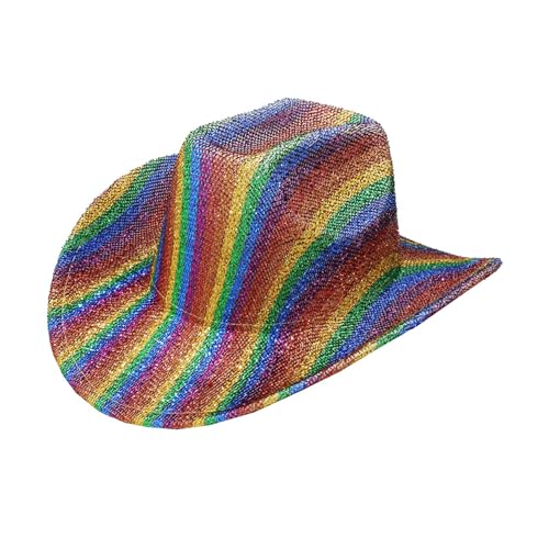 Rainbow cowboy hat progress festival cap funny rainbow top hat gay pride lgbtq cowboy hat headwear costume accessory for christmas parties carnival and theme party