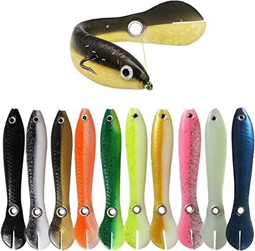 MEISO Leurre Bionique Souple Silicone Rebondissante Leurre Peche Carnassier Leurre Souple de Pêche de mer Artificiel pour l'eau Salée et l'eau Douce Mer Amateur de Pêche (10 Pièces)