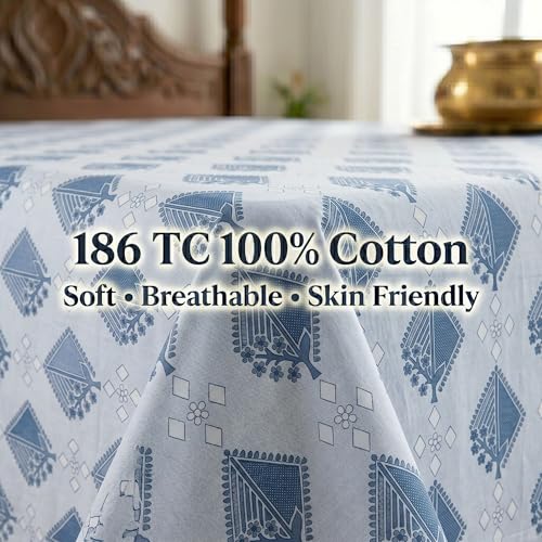 Image of Mafatlal 186 TC Grace Cotton Bedsheet for Single Bed | 154 x 228 cm | Soft, Durable & Breathable Fabric | Includes Pillow Cover