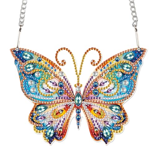 Image of AiYuanzsh Diamond Painting Hanging Pendant Kit Animal Butterfly 5D Diamond Painting Kits for Adults Crystal Rhinestones Diamond Art Pendant for Door Wall Window Home Xmas Decor