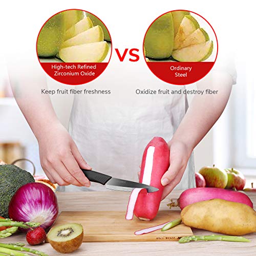 Ceramic Knife Set, Kitchen Knife with Sheath Covers, Very Sharp Kitchen Knife Set, 6