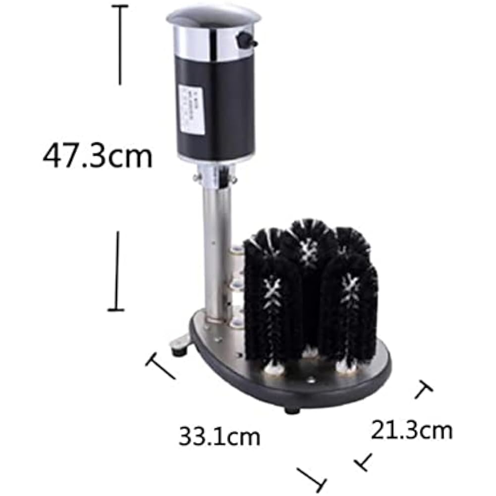FURLOU Lavavasos eléctrico, Lavavasos automático con 5 cepillos de Limpieza de Vidrio extraíbles, Restaurante Comercial Hotel Cantina Hotel Bar Máquina de Limpieza de Copas de Vino Tinto