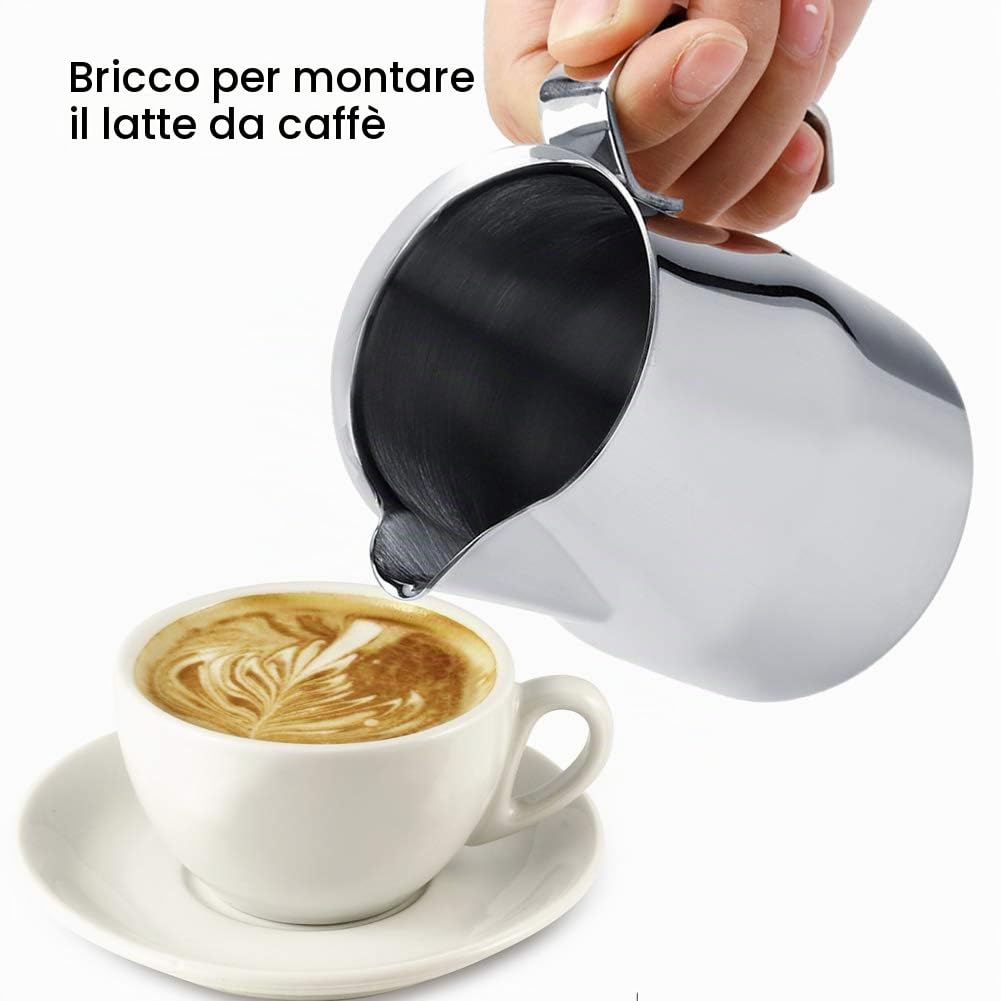 Brocca per caffè in acciaio inox Bricco per latte in acciaio Brocca per caffè espresso stile Latte per uso domestico(750ml)