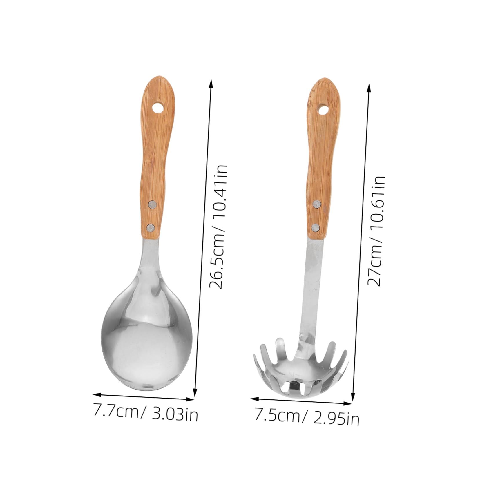 Hemobllo Set di Utensili da Cucina 5 Pezzi con Manico in Bambù in Acciaio Inox, Resistente All’usura e Impugnatura Confortevole, per Casa e Campeggio