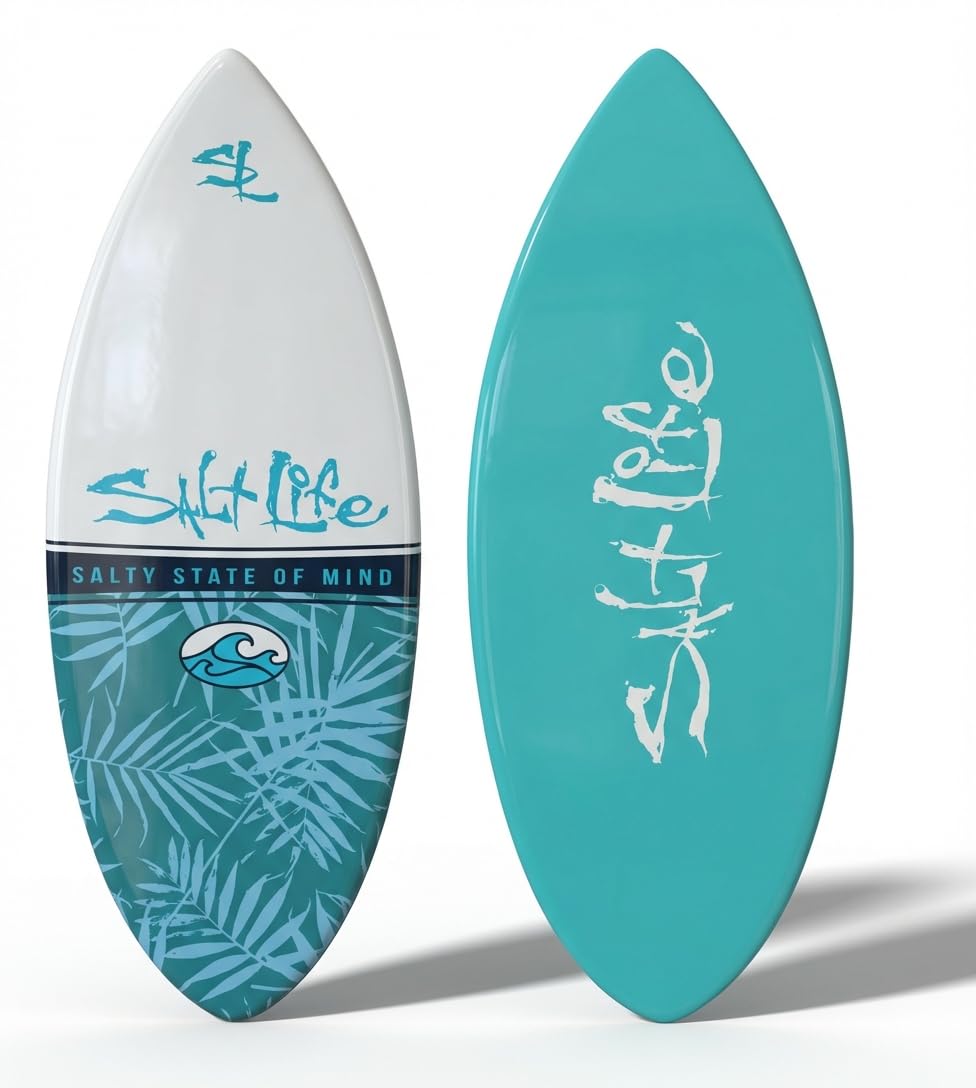 SALT LIFE Fiberglass Compression Skimboard – High-Performance Beach Skim Board for Kids, Teens &amp; Adults – Lightweight Durable Shorebreak – 38, 42, 44, 53 in