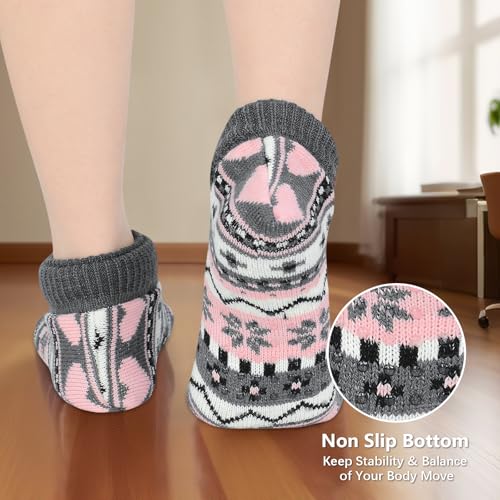 Image of American Trends Slipper Socks for Women Non Slip Christmas Socks Comfy Warm Winter Grippy Socks with Grippers