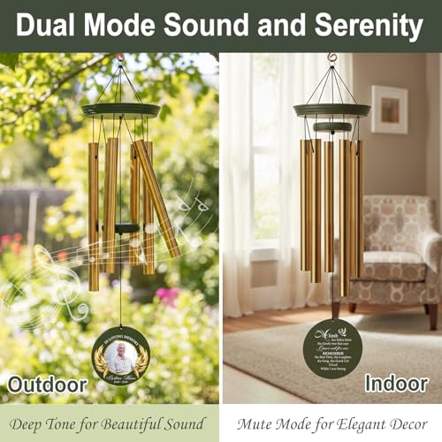Image of Personalized 30 /36 inch Memorial Wind Chimes for Outside, Sympathy Gifts Wind Chime for Loss of Loved One, Beautiful Decor with Deep Tone, Ideal for Funeral, Remembrance & Bereavement, Produced in Texas