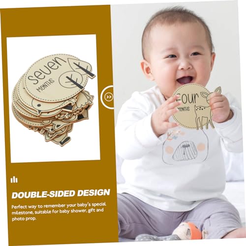 Unomor 12pcs Growth Commemorative Card Newborn Growth Cards Shower for Boys Monthly Cards Monthly Milestone Months Signs Monthly Milestone Wood Discs