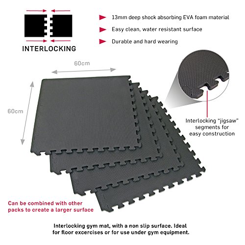 66fit Interlocking Mats x 4pcs - Home Gym Garage Floor Yoga Fitness Exercise, Karate, Workout, Judo, Black - Image 3