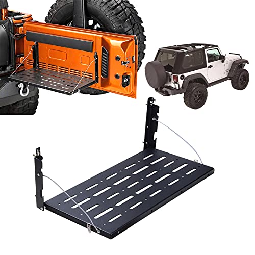Wrangler JK JKU TJ Tailgate Table Aluminum Alloy Matte Black Rear Foldable Back Shelf for Holding Drink,Tools