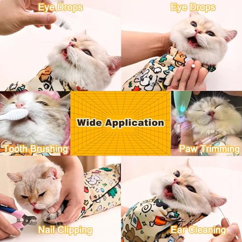 Image of 27.5 in Cat Grooming Wrap for Cutting Nails：Self-Adhesive Grooming Cloth, Cat Restraint Wrap for Trimming, Feeding Medication, and Tooth Brushing（27.5in*27.5in