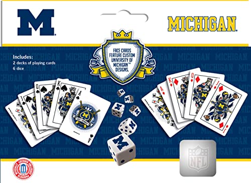 Image of MasterPieces Game Day - NCAA Michigan Wolverines 2-Pack Playing Cards & Dice Pack - Officially Licensed Set for Adults and Family