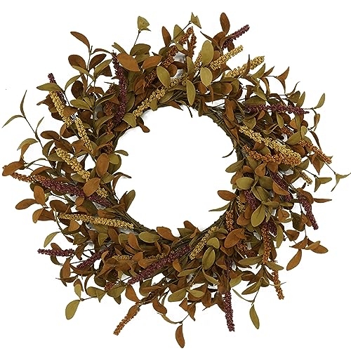 20 inch Fall Wreath Autumn Eucalyptus Wreath Harvest Wreath with Eucalyptus Leaves