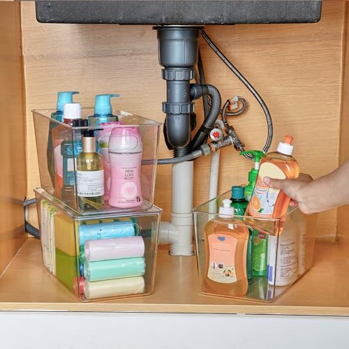 Image of Vtopmart 10 Pack Clear Stackable Storage Bins with Lids,XLarge Plastic Containers with Handle for Pantry Organizer and Storage,Perfect for Kitchen,Fridge,Cabinet, Closet,Bathroom Organization