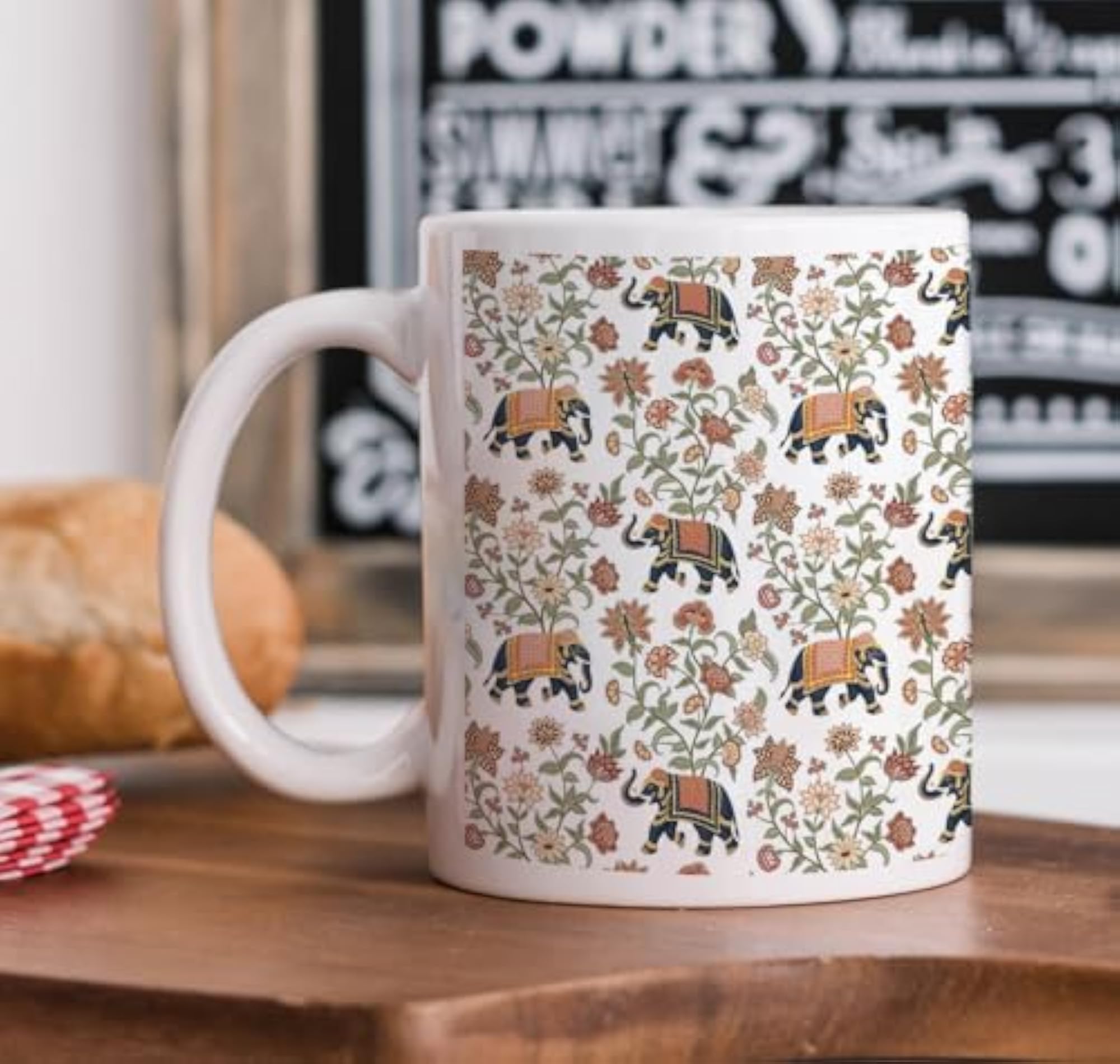Printed Pattern Ceramic Coffee Mugs with Coaster Set