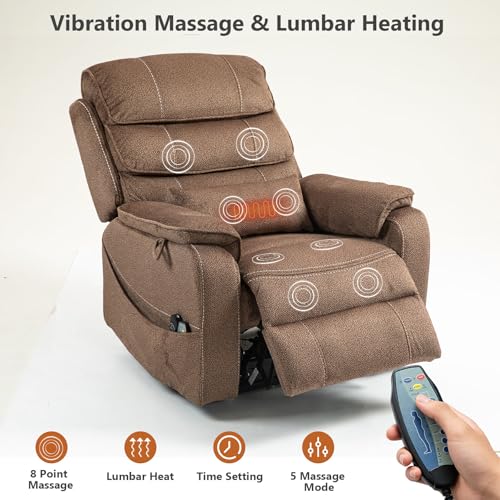 Image of Large Power Lift Recliner Chair for Adults Elderly, Dual Motor Electric Recliner 400LBS, Lay Flat Recliners with Folding Tablet, Wireless Charging, Extended Footrest, USB Ports