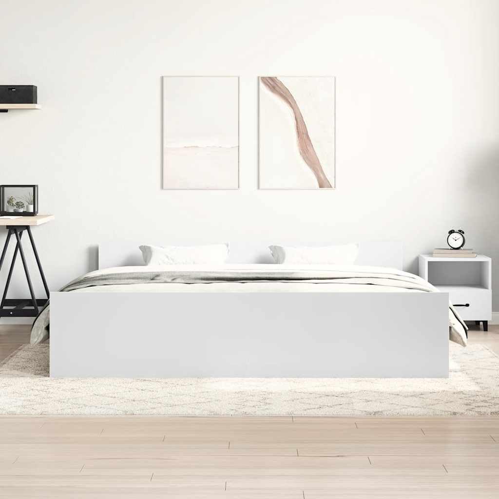 Hothingwell Telaio Letto Bianco 160x200 cm Legno Ingenierie | Testina E Piede Del Letto Funzionali, Doghe Robuste, Ripartizione Del Peso, Per Camera Da Letto