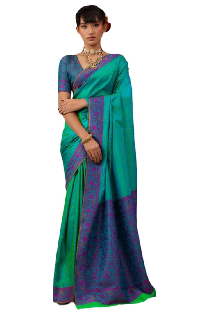 DC ELEMENTS Indian Traditional Silk Saree for Women Ethnic Designer Wedding & Festive Wear Sari Bollywood Inspired Saree (005)