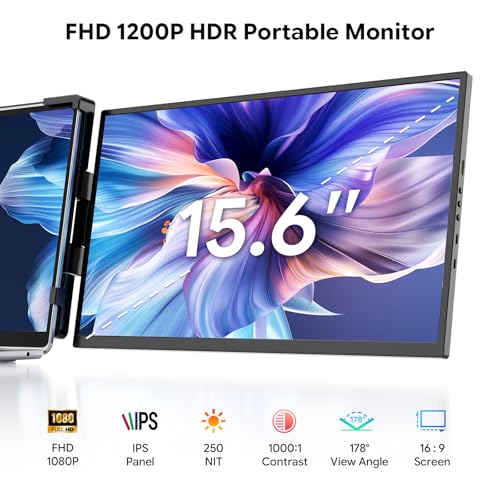 Image of 15.6 inch Laptop Screen Extender,FHD 1080P IPS Portable Monitor for 13 inch-17 inch Laptops, Dual Travel Screen Monitor Plug & Play, Laptop Screen Monitor Extender Compatible with Windows /Mac /Android & Chrome OS