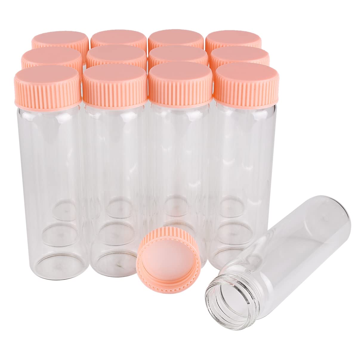Amazon｜24個50ml-30x100mmピンクのプラスチック製のふたが付いた