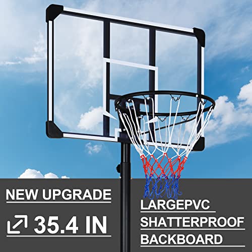 Aukung Portable Basketball Hoop & Goal Basketball Stand Height Adjustable 6.2-8.5Ft With 35.4Inch Transparent Backboard & Wheels For Youth Teenagers Outdoor Indoor Basketball Goal Game Play #TOP4