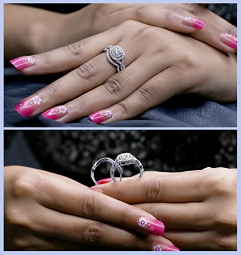 Dazzlingrock Collection 1.00 Cttw Round White Diamond Cushion Shaped Halo Engagement Ring Set for Women in 14K Solid Gold2