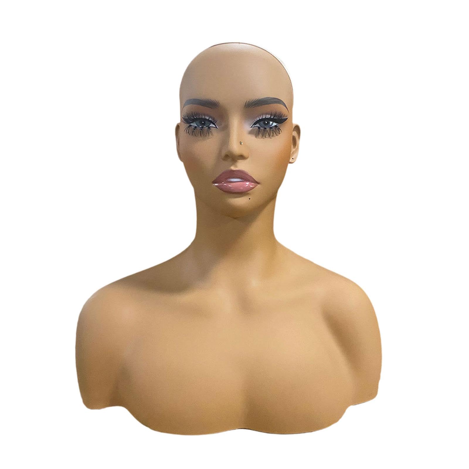CHUOZI Female Mannequin Head with Shoulders Realistic Wig Display Model for Hairpieces