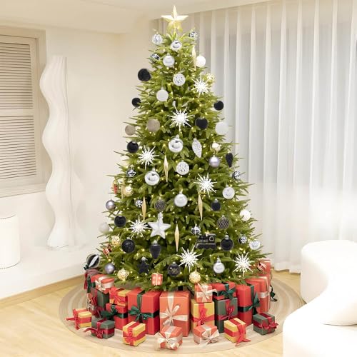 65ct Christmas Balls Ornaments, Shatterproof Plastic Decorative Baubles for Xmas Tree Decor, Multi-Size Christmas Ornaments Set for Tree, Home Indoor Party Decor, Black Gold