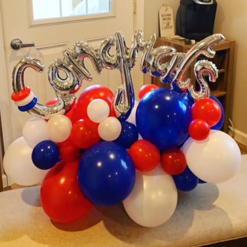 Image of YMSZ Red White and Blue Balloons, 4th of July Balloons Decorations | 67pcs, 12 Inch, Red and Blue Balloons for Independence Day Birthday Party Decorations