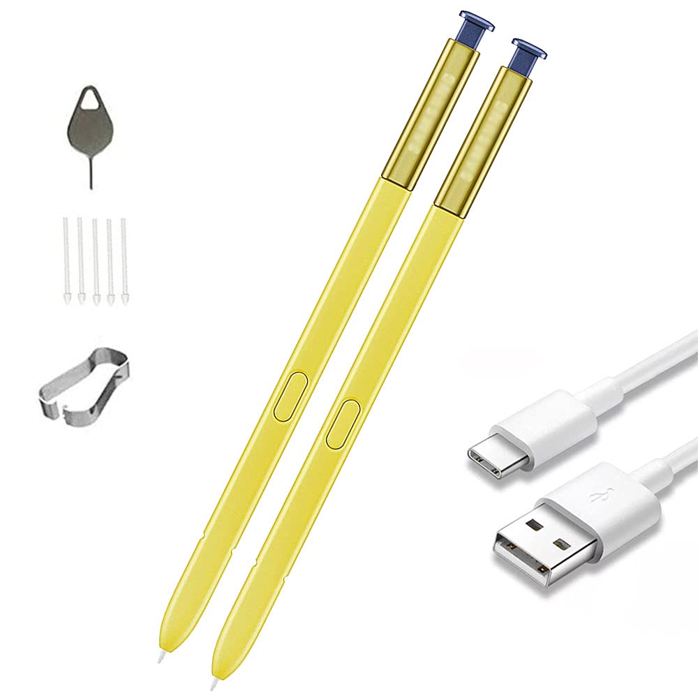 2 PCS Galaxy Note 9 Note9 Stylus S Pen Replacement for Samsung Galaxy Note 9 SM-N960 Pen (Without Bluetooth) +Tips/Nibs+Eject Pin (Yellow)