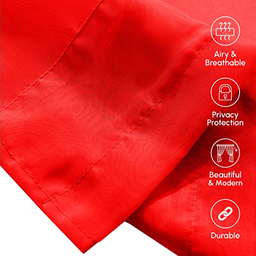 Elegant Comfort 2-Piece Sheer Panel with 2inch Rod Pocket - Window Curtains 60-inch Width X 84-inch Length - Red - Image 4