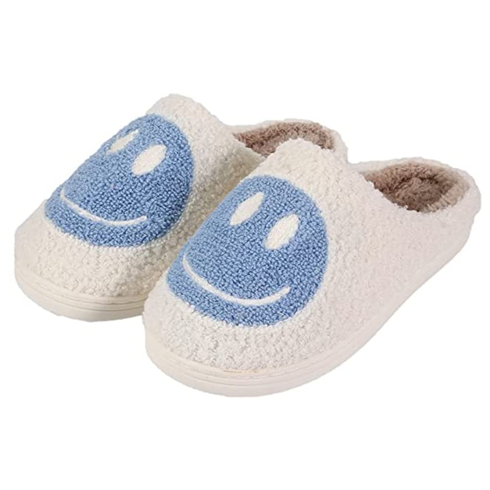 TOMVAES Unisex Cotton Closed Toe Slippers New Smiling Face Korean Version Autumn And Winter Couple Cotton Slippers Home Indoor Cute Thick Bottom Cartoon Non-Slip Slippers