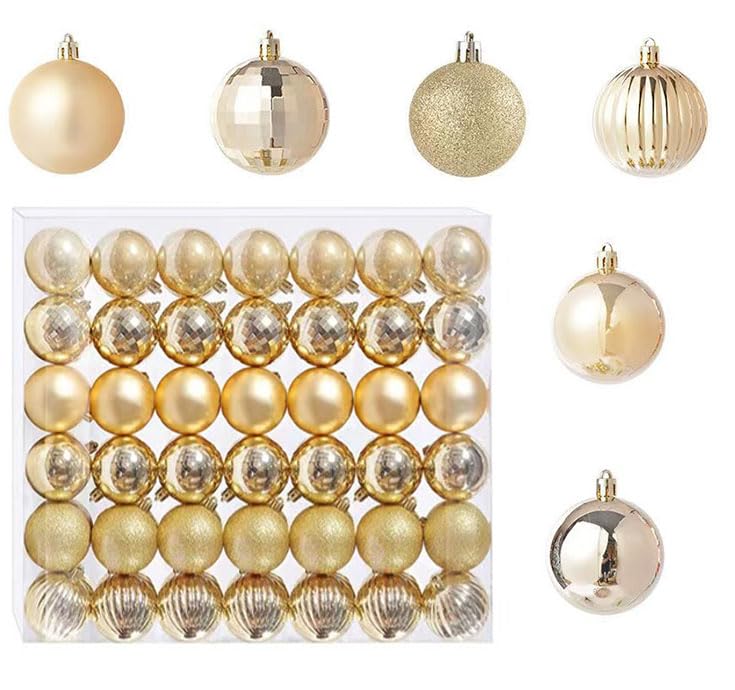 42 pcs Gold Mini Christmas Ball Glitter for Xmas Tree Wedding Holiday Decor — image 1
