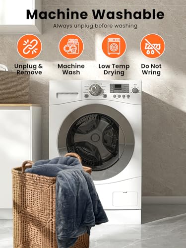 Heated Blanket Electric Throw, Ultra‑Cozy Premium Flannel & Sherpa, Fast Even Heat Distribution & Stable Temp, 1–8H Auto‑Off, 8 Temps (86–125.6°F), Overheat Protection, Ideal Gifts for Grandma