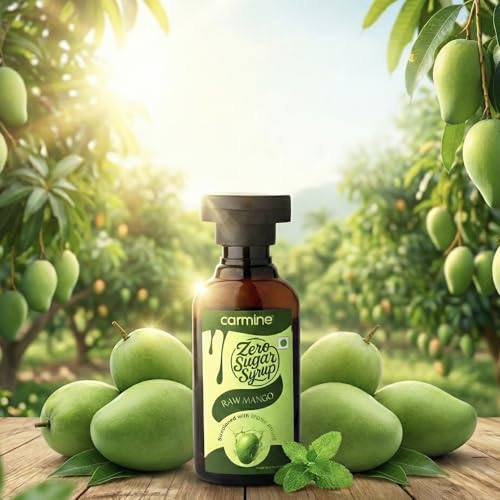 Image of Carmine Zero Sugar Syrups - Combo of 5 Syrups (Alphonso Mango, Lemon lime, Kesar milk masala, Rose and Raw Mango), 60 g each
