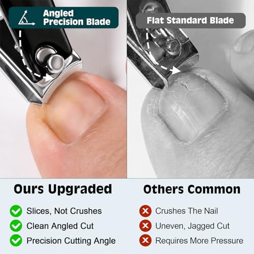 Image of Nail Clippers Set, Fingernail and Toenail Clipper Cutters Kit | Ultra Sharp All-IN-ONE Kit: 15% Thicker Premium Sturdy Podiatrist Toe Nail Care Tools. Perfect Grooming Gifts with Case