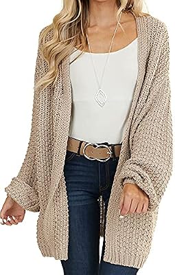 Maroway Women's Knit Batwing Sleeve Cardigan – Oversized Open‑Front Sweater for Cozy Layering