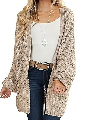 Maroway Women's Knit Batwing Sleeve Cardigan Oversized Open Front Sweater | Long Sleeve, Solid Color, Chunky Knit,Casual Outerwear,Fall Winter Layering