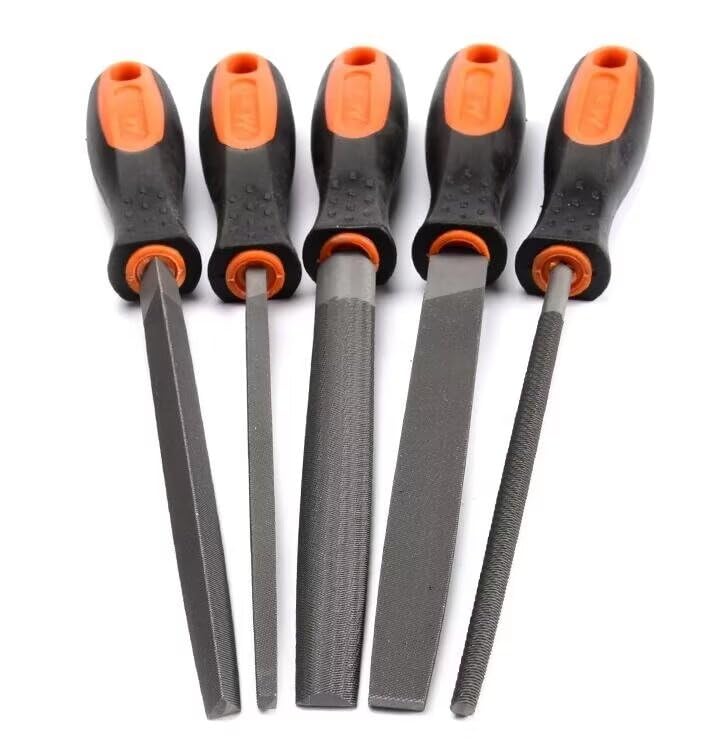 Juego de 5 limas de metal de dientes medianos de 8 pulgadas para carpintería, lima de escofina de acero, triángulo plano, redondo, cuadrado, medio redondo