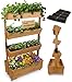 STREND PRO Balkon Hochbeet 4 Etagen Holz | 147x85x45cm (HxBxT) | Wetterfestes Vertikalbeet Pflanzentreppe Outdoor | Kräuterbeet Balkon für Blumen, Kräuter & Gemüse – für Terrasse, Garten