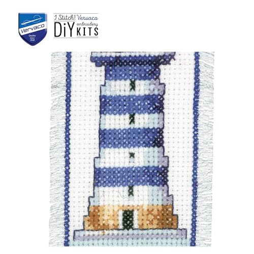 Image of Vervaco Cross Stitch Bookmark Kit Lighthouse 2.4 inch x 8 inch