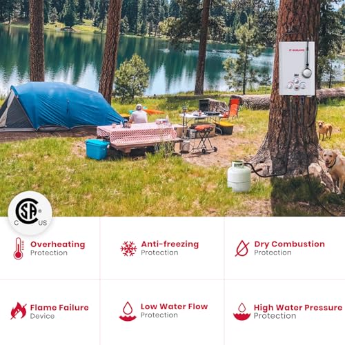 GASLAND 6L 1.58GPM Portable Propane Tankless Water Heater with 1.6 GPM Water Pump and 1/2" Twist-On Pipe Strainer