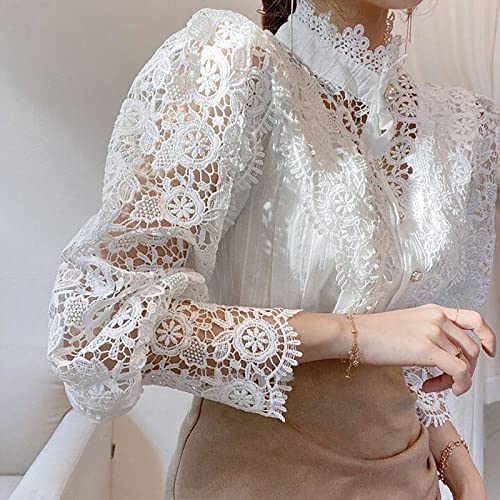 Dames Tee Zomer Herfst Lange Mouw 2023 Kleding Kant Katoen V-hals Coltrui Brunch Blouse T Shirt voor Womens GL GL - Image 5