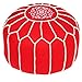 Pouf Pouffe marocain ø 45cm Rond Housse sans Remplissage Chems rouge | Pouf Géant arabe pour extérieur au Jardin | Tabouret Poufs Enfant brodé comme Décoration de Salon en Design indien Oriental