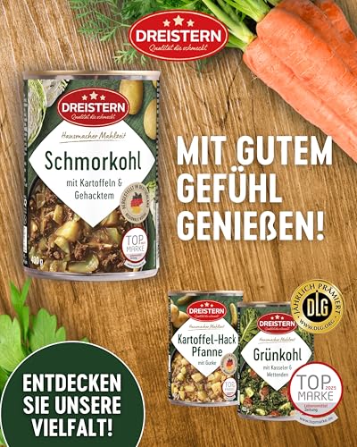 DREISTERN Schmorkohl 400g I Mit Kartoffeln & Schweinehack I Herzhaftes Fertiggericht in recyclebarer Konservendose I Lange Haltbarkeit dank natürlicher Konservierung I Hausmacher Qualität