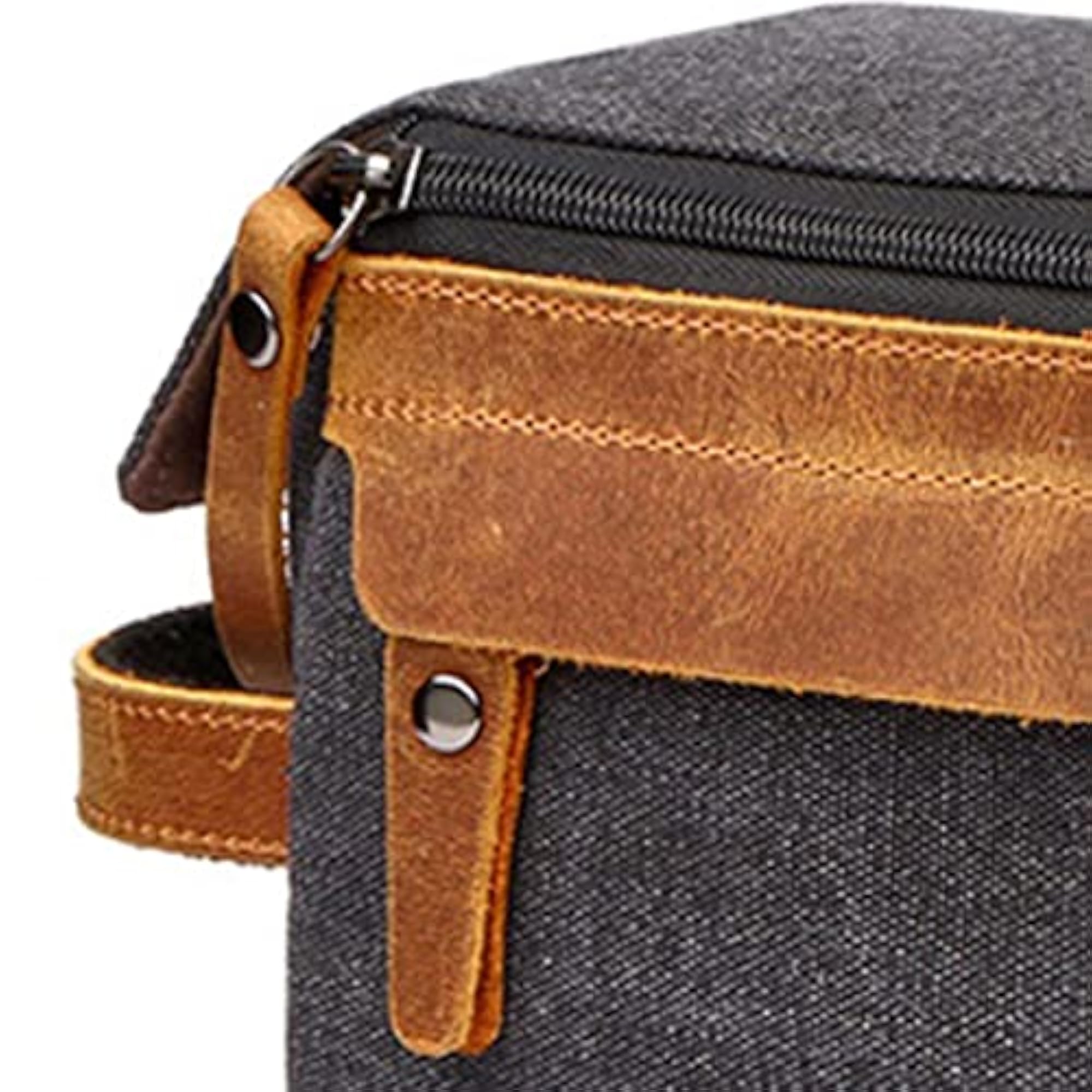 Unisex Vintage PU Canvas Compact Travel Makeup Bag