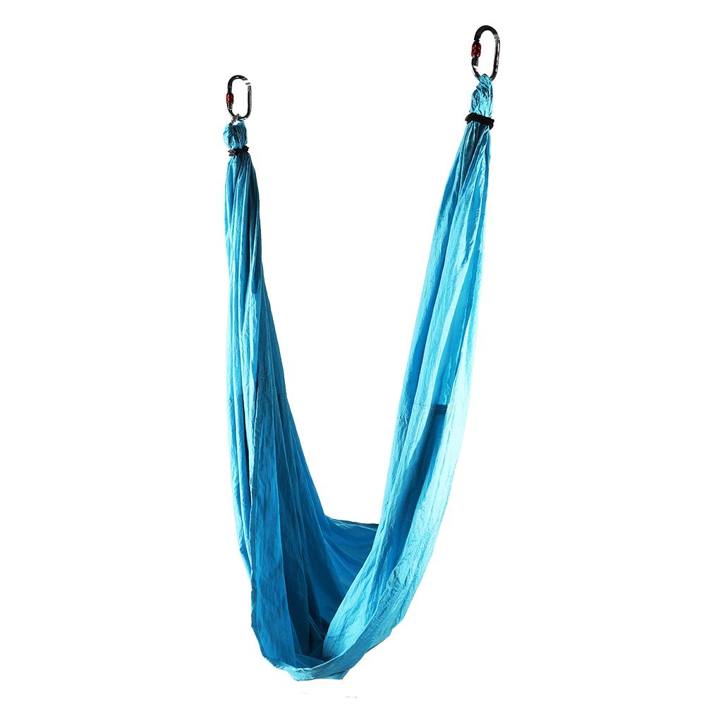 Columpio de yoga antigravedad azul cielo, fabricado en nailon con asas de espuma gruesa y 2 correas de extensión, para mecedora de hamaca
